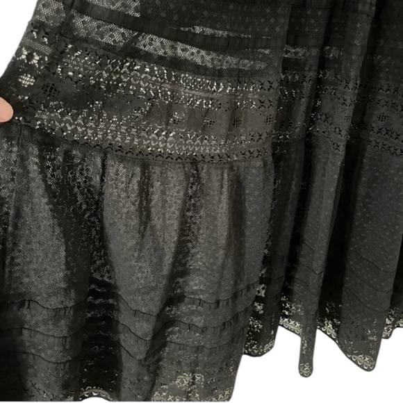 Free People Earth Angel Black rib knit swiss dot lace  Maxi Dress size L - Picture 17 of 17